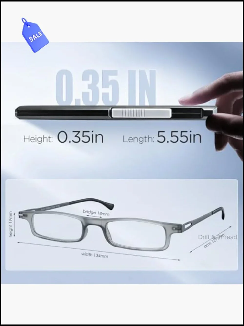 Ultra Thin Folding Reading Glasses Blue Light Blocking TR90 Frame
